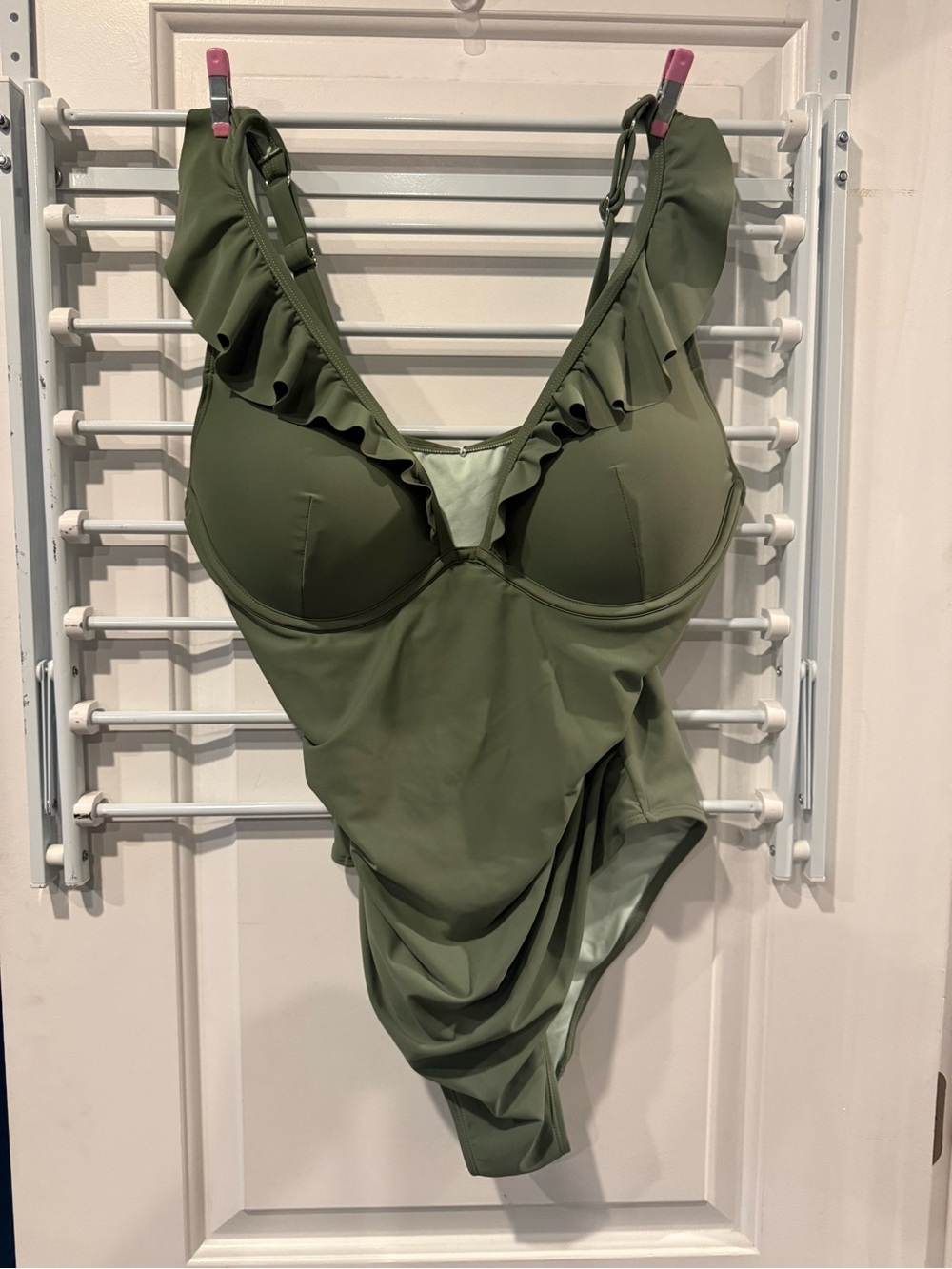 Cupshe Sage Green Ruffle One-Piece Swimsuit